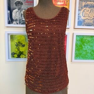 🤎 Vintage 90s Crochet Sequin Tank Top 🤎